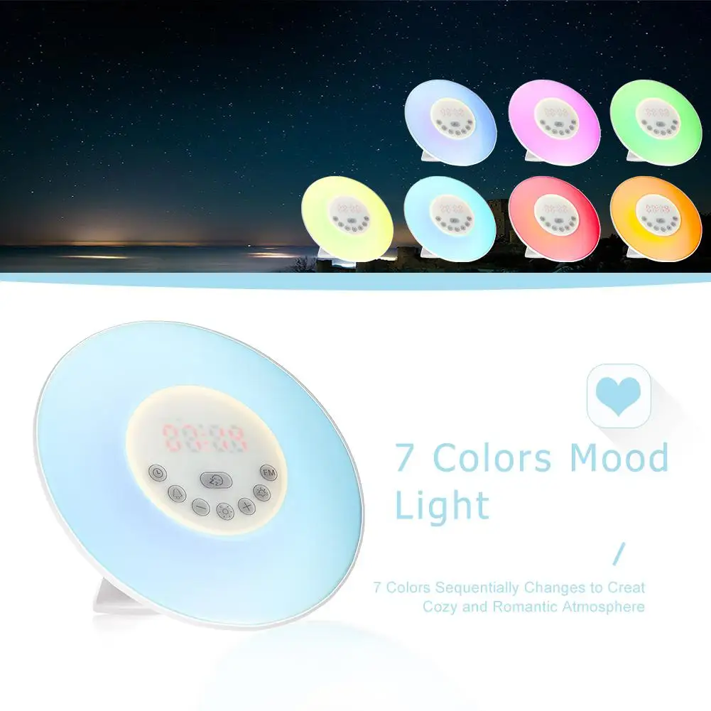 SOLLED Wake Up Light Sunrise Simulation будильник Ночной свет прикроватная лампа с 7 видов цветов