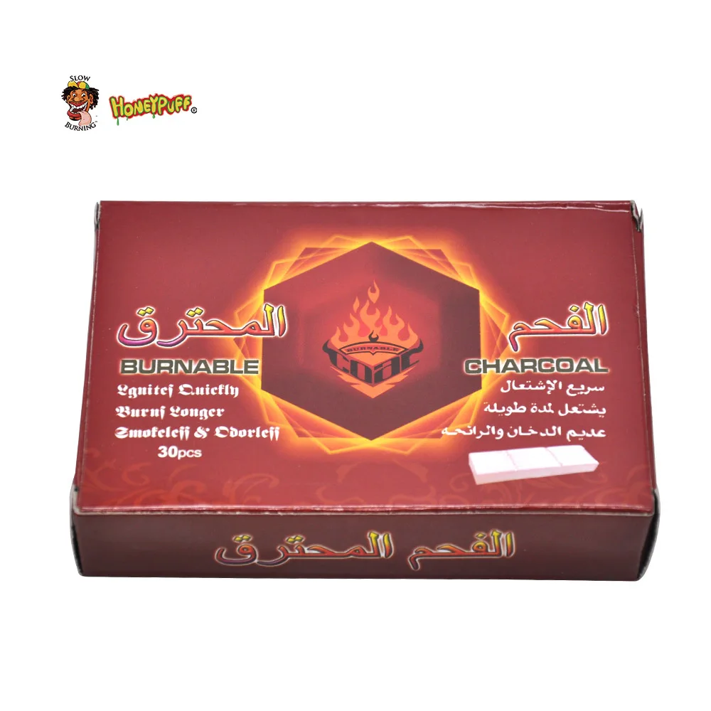 HONEYPUFF BURNABLE Silver Shisha Hookah Charcoal Square Silver 24*85 MM