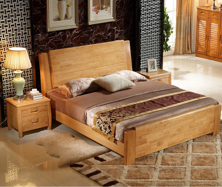 high quality bed Oak Bedroom furniture bed solid wood bedroom furniture 3094