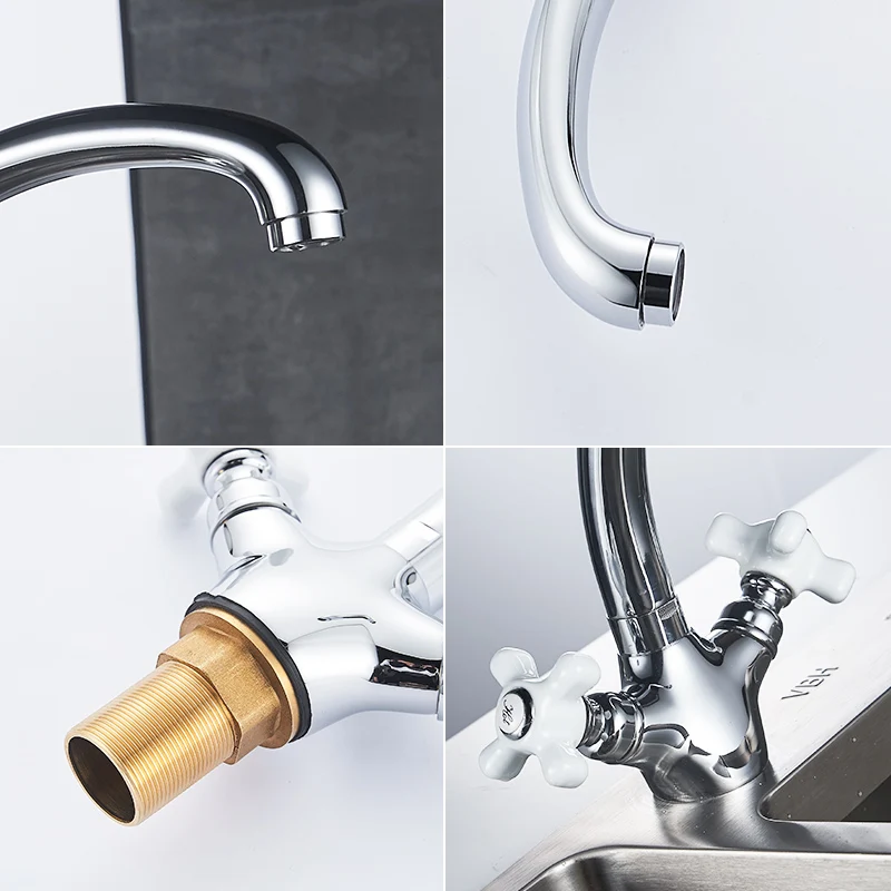 Double Handle Kitchen Faucet Mixer 360 Rotation Cold Hot Kitchen Tap Single Hole Water Tap Torneira Cozinha 293-33C Double Handle Kitchen Faucet Mixer 360 Rotation Cold Hot Kitchen Tap Single Hole Water Tap Torneira Cozinha 293-33C