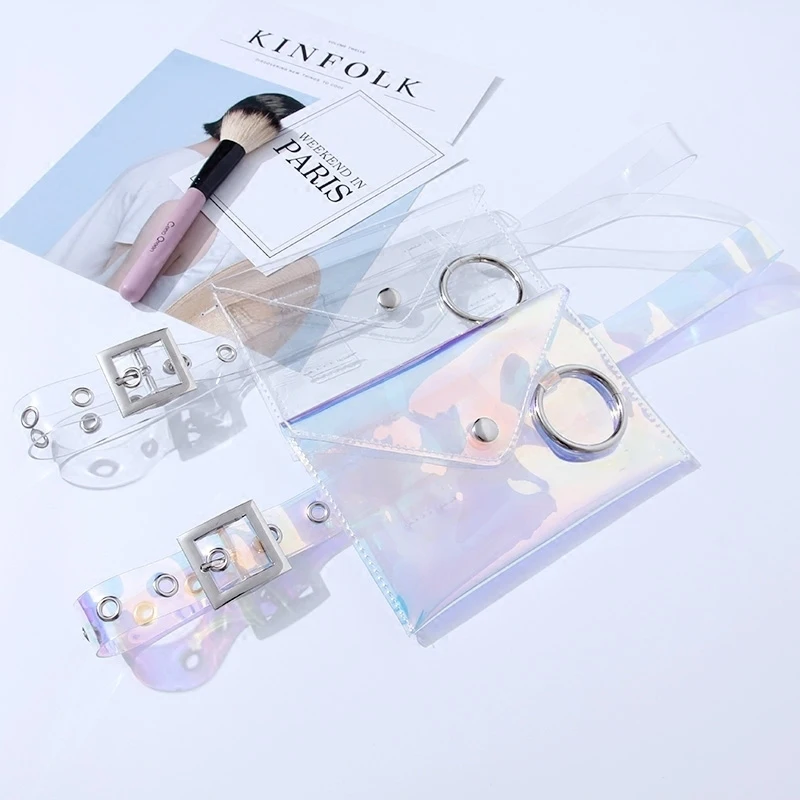 

LANMREM 2019 New Hollow Out Metal Button Transparent Adjustable White Fashion Women Belt N97500