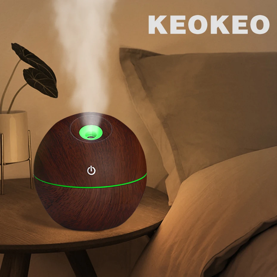 

KEOKEO 300ML Air Humidifier USB Aroma Essential Oil Diffuser Humidifier Air Purifier 7 Color Change LED Night Light For Home
