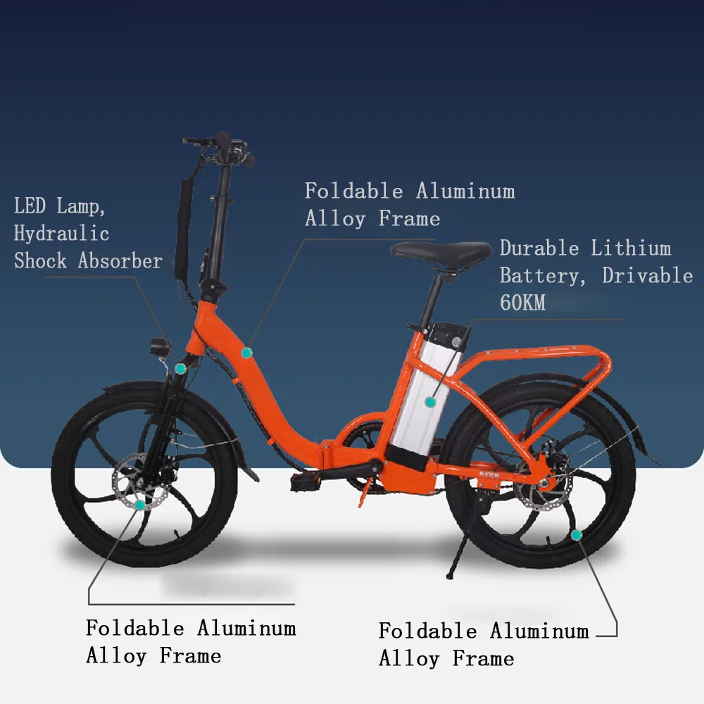 Perfect 36V 250W battery e bike for sale folding electric bicycle 10ah battery with LCD screen front and rear disc brakes E bicycle 3