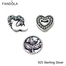 Granos DIY Adapta A Pandora Caja Colgante 925 Joyería de Plata Esterlina Accesorios Pequeño Elementos Entrelazados Corazones Y Árbol Genealógico
