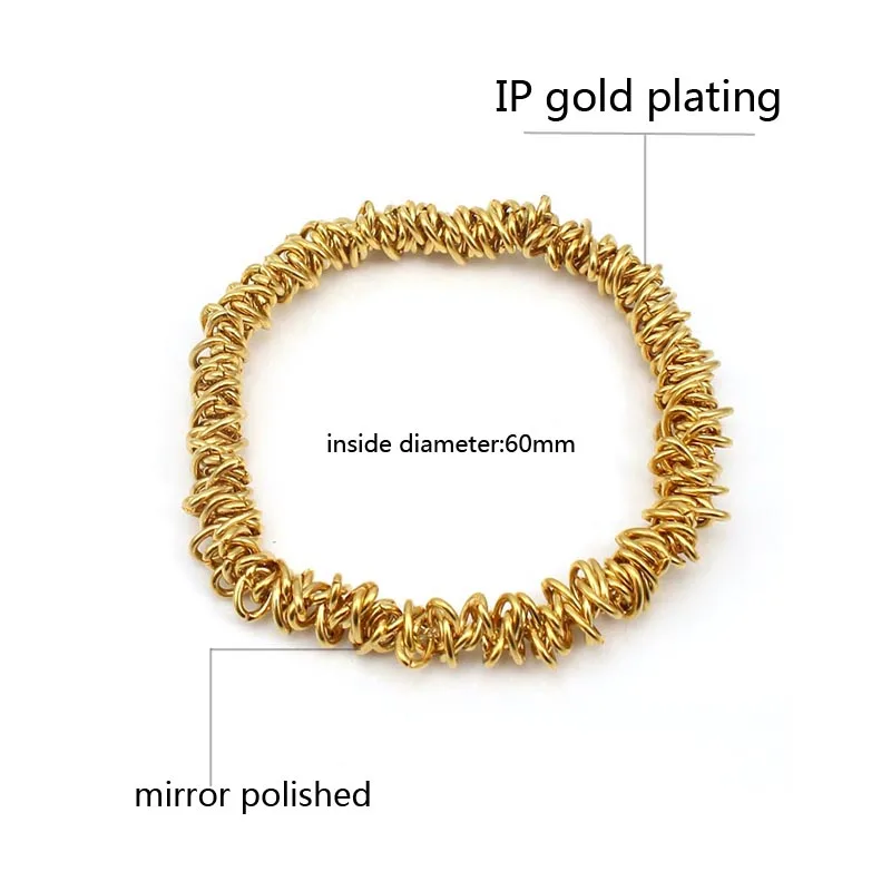 Stainless Steel Elastic Bracelet And Bangles Men Women Fashion Jewelry Gold Color Circle Chain Bracelets 2