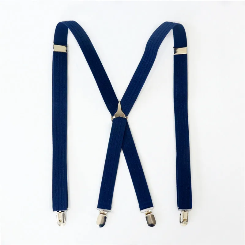 Men Dark Blue Striped Vintage Suspenders Men Women Retro Suspenders