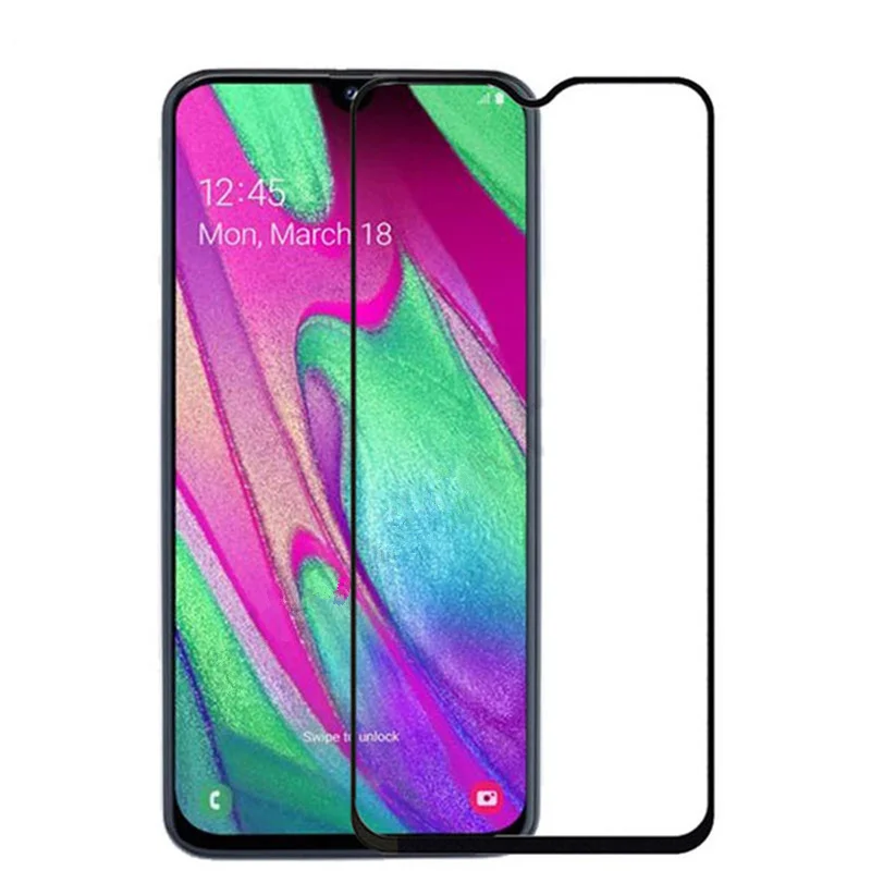 Black Полное покрытие, закаленное стекло для samsung Galaxy A10, защита экрана, весь клей, Защитное стекло для samsung A10, стекло для телефона A105F/DS - Цвет: Black