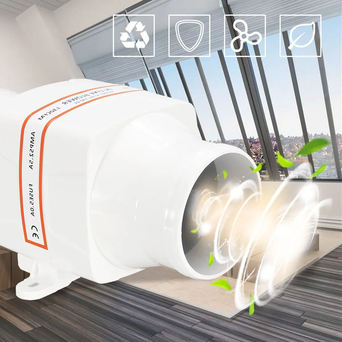 3 дюймов 12V 130CFM в линии воздуходувка лодка Bilge двигатель вентилятор ABS коррозионно-стойкие четыре лезвия вентиляторы