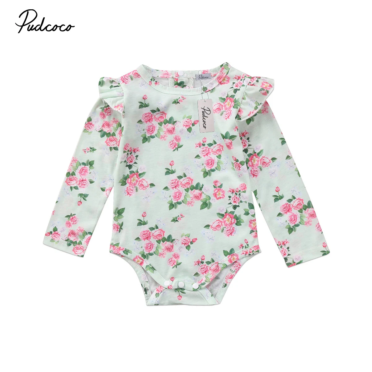 Футболка с длинными рукавами и цветочным принтом для маленьких девочек детский комбинезон Комплекты Одежда, комплект
