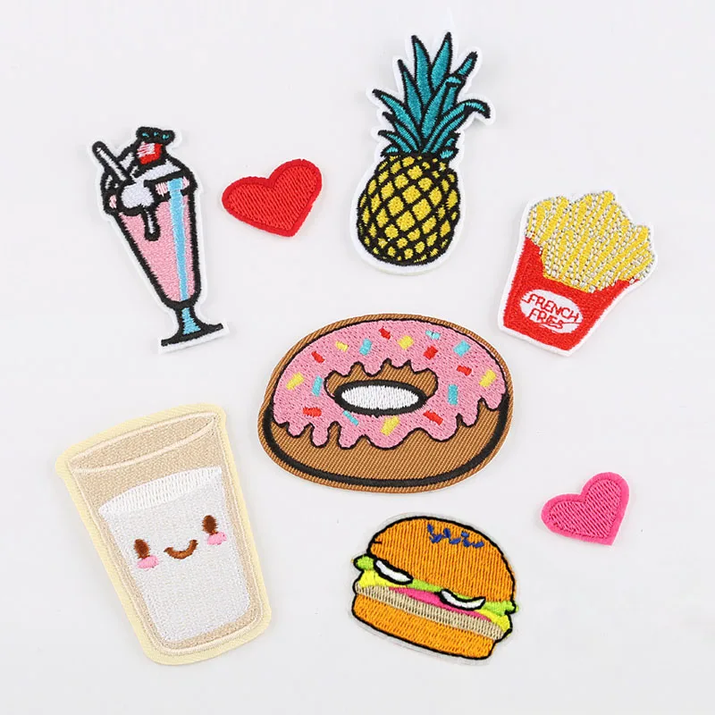 

1PC Patches For Clothing Donuts/Milk/Hamburgers/Pineapple Patches For Apparel Bags DIY Accessories