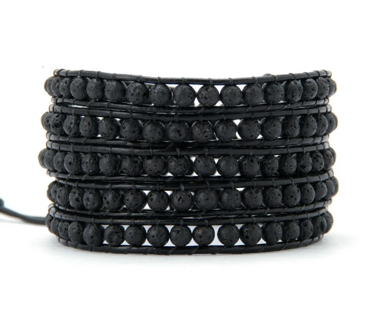 

Lovers Bracelets Natural Lava Stone Leather Wrap Bracelet Wholesale Braided Bracelet Leather Bracelet Fashion Jewelry Gifts