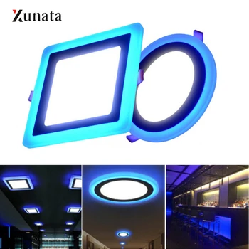 

XUNATA Double Color LED Panel Light 6W 9W 16W 24W Round Square Light Panel LED Ceiling Lamp AC175-265V Indoor Recessed Downlight