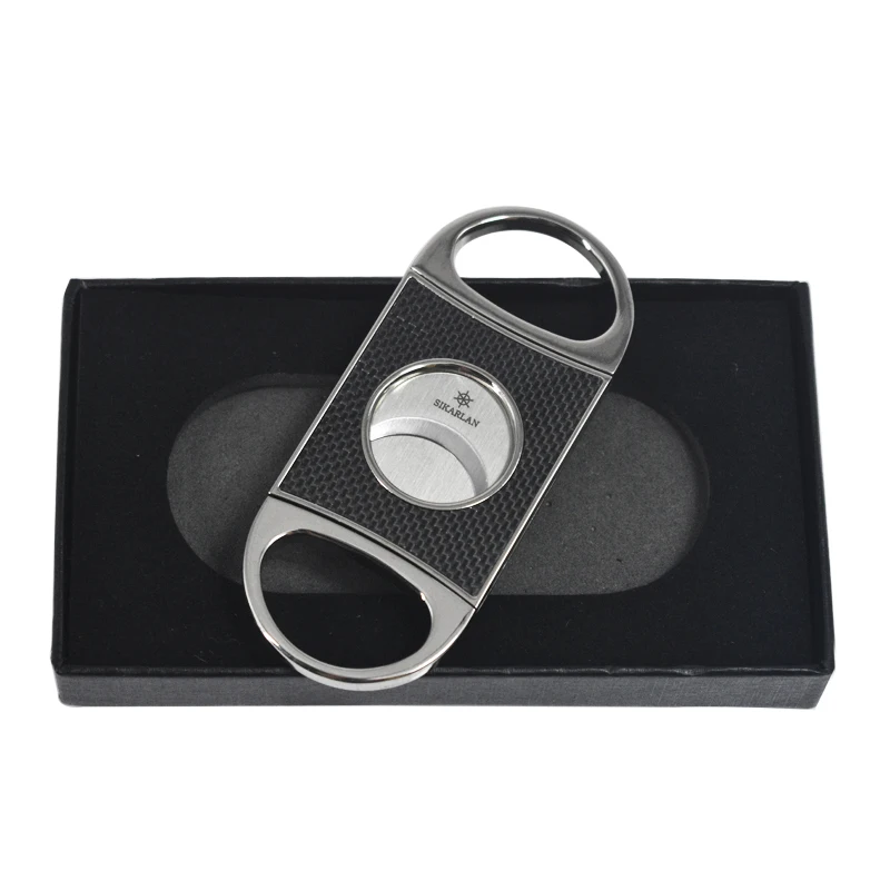 

CARBON FIBER Cigar CUTTER Double Cut Blade Sharp Cigar Scissors Smooth Finger Stretch Pocket guillotine Cigar Cutter W Gift Box