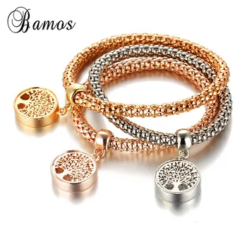 

Bamos 2017 New Fashion Jewelry Female Girls Charm Bracelet Round Design Wedding Jewelry Bracelets For Women