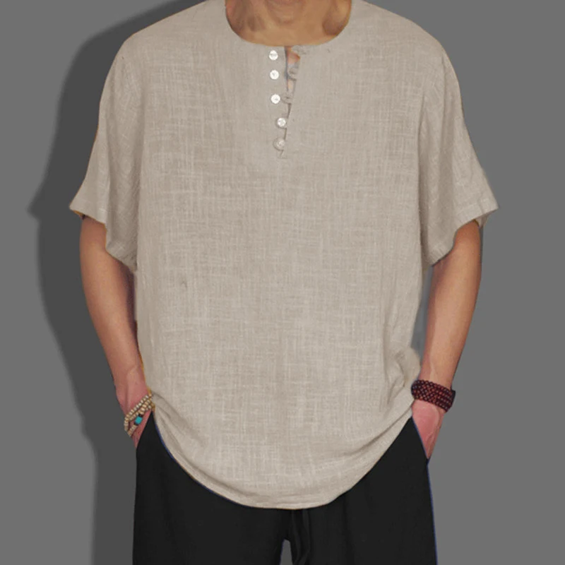 INCERUN style, летняя мужская рубашка, базовая блуза, одноцветная, на пуговицах, Декор, повседневные свободные топы, мужская повседневная рубашка