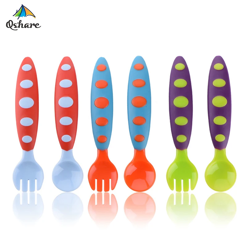 

Qshare Baby Feeding Spoon Fork Set Gadgets Kids Stainless Steel Children Tableware Soild Feeding Utensils Baby Eating Cutlery