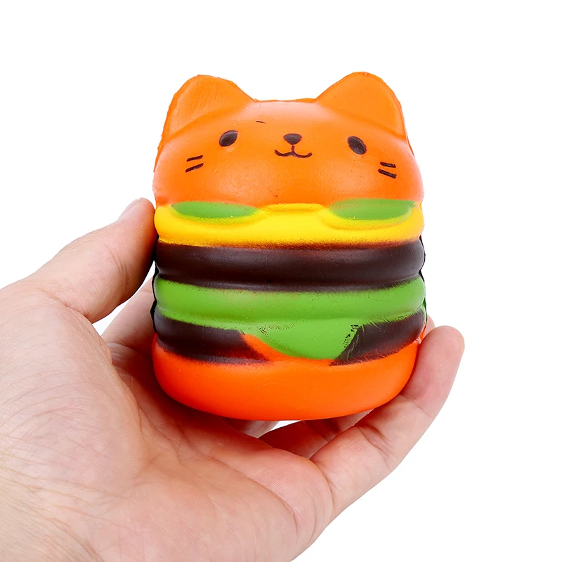 Squishy кота гамбургер Еда болотистый burger наклейки игрушки образовательные для детей Ароматические облегчить стресс замедлить рост