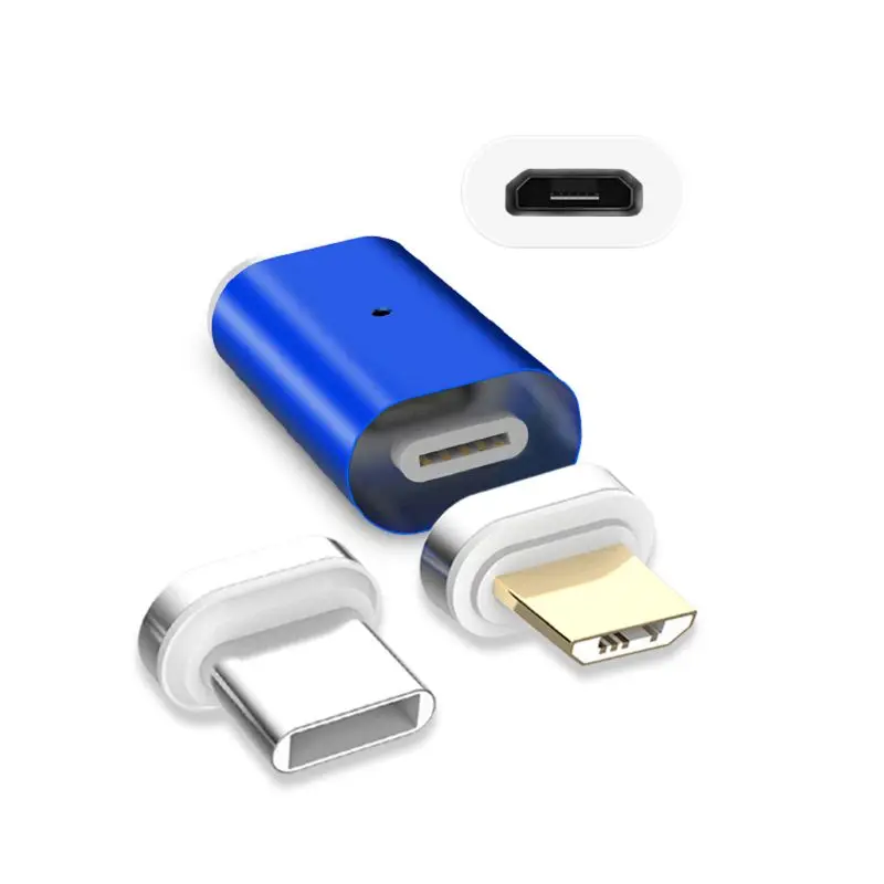 Магнитный Micro USB Женский к type C+ Micro USB со штепселем, для передачи данных и подзарядки конвертер адаптер для samsung Huawei Xiaomi HTC Android телефон - Цвет: Серебристый