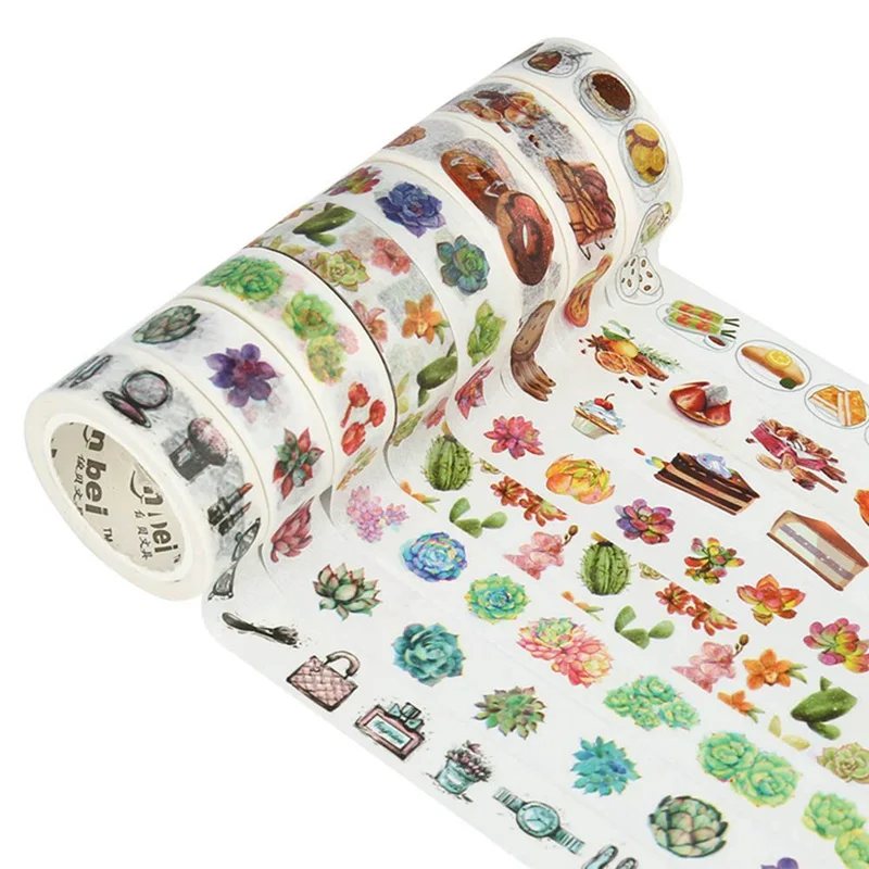 

Gold Foil Green Plant tape branch autumn leaves succulent garland Cookie Make up DIY planner scrapbooking masking tape