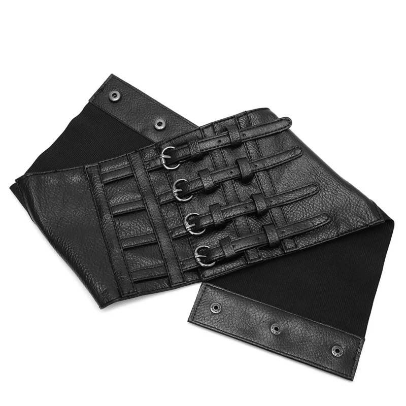 Женский ультра широкий регулируемый тонкий корсет для тела пояс черный pu кожаный Ретро дизайн удобные эластичные ремни 2 способа закрытия