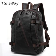 Célèbre Marque Hommes Sacs À Dos de PU En Cuir Vintage Noir Ordinateur Portable Sacs À Dos Pour Les Adolescents Garçon D’école Occasionnel Sacs Haute Qualité Mochila