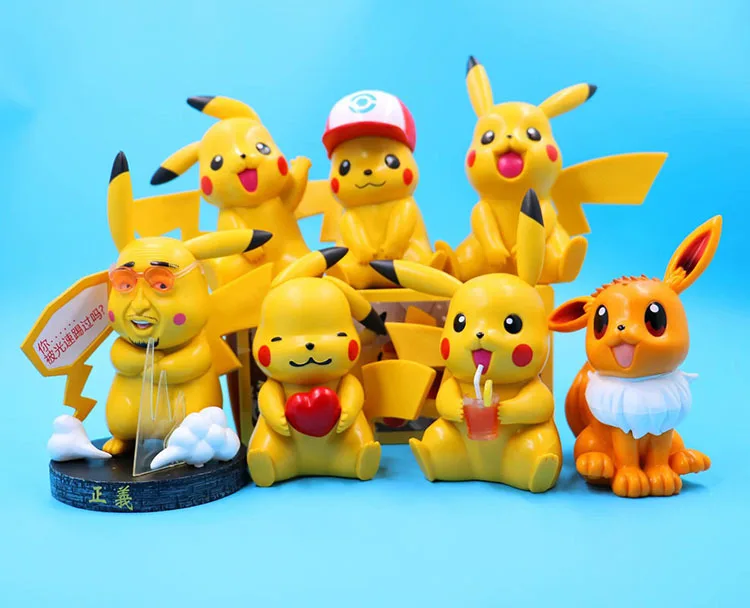 11-14CM Japan Anime pokemones Action Figure pikachuedches PVC Model Doll For Kids Birthday Gift
