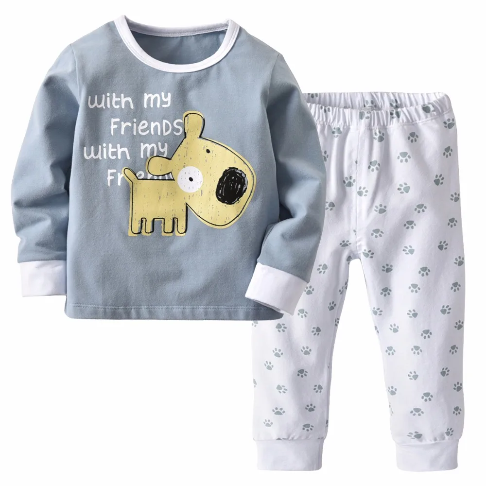 

Children's Home Clothing Peached Cotton Cartoon Print Long-sleeved Boys Girls Home Pajamas Set Autumn Winter Height 90-160cm