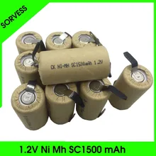 SORVESS 10-20 шт. SC1500mAh Ni-Mh аккумулятор 1,2 в Ni Mh SC аккумуляторные батареи с сварочными вкладками точки для зарядки сверла