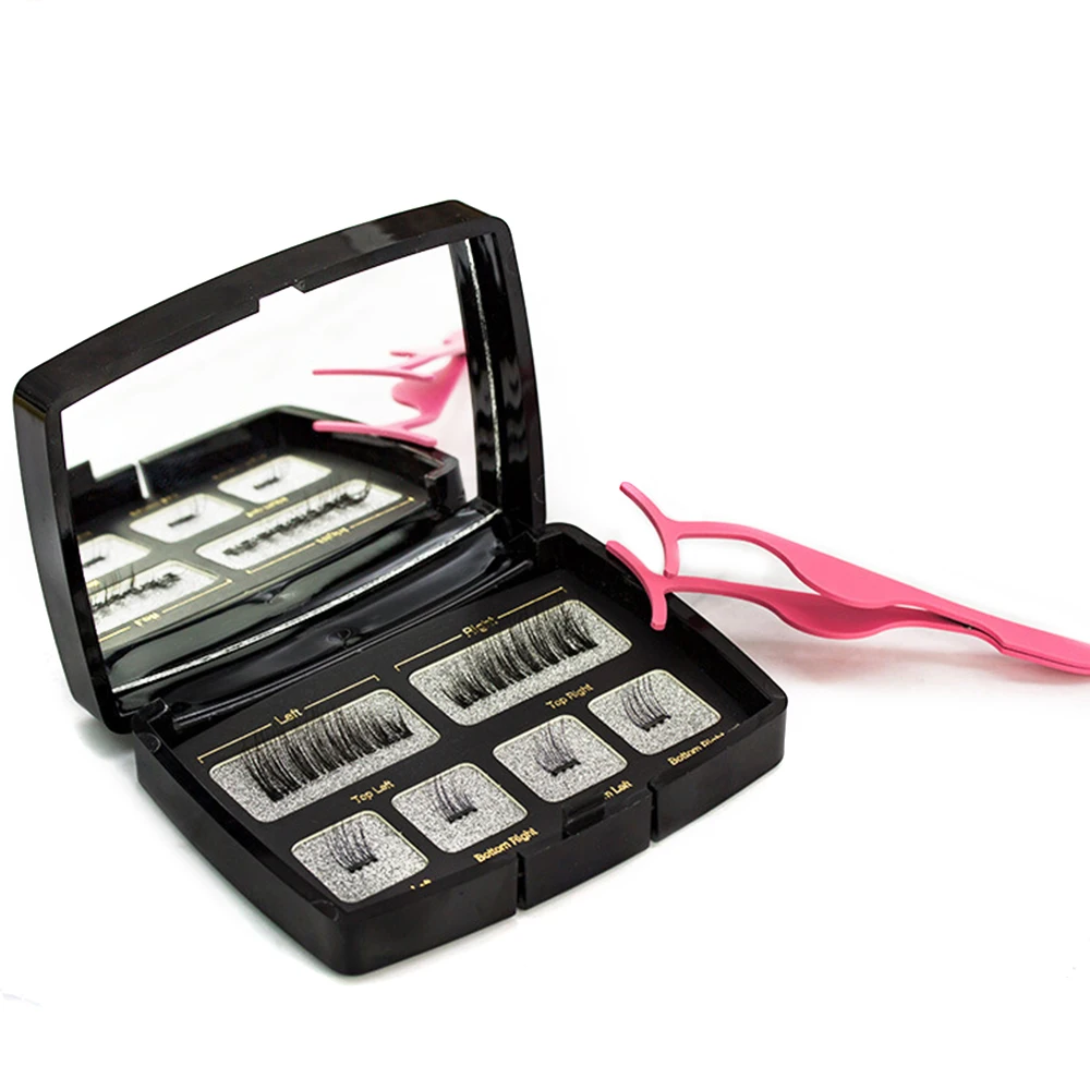 

6Pcs Magnetic Eyelashes Extension Long 2 Magnets False Eyelash with Mirror Tweezer Magnetic Eye Lashes Extension Set Makeup
