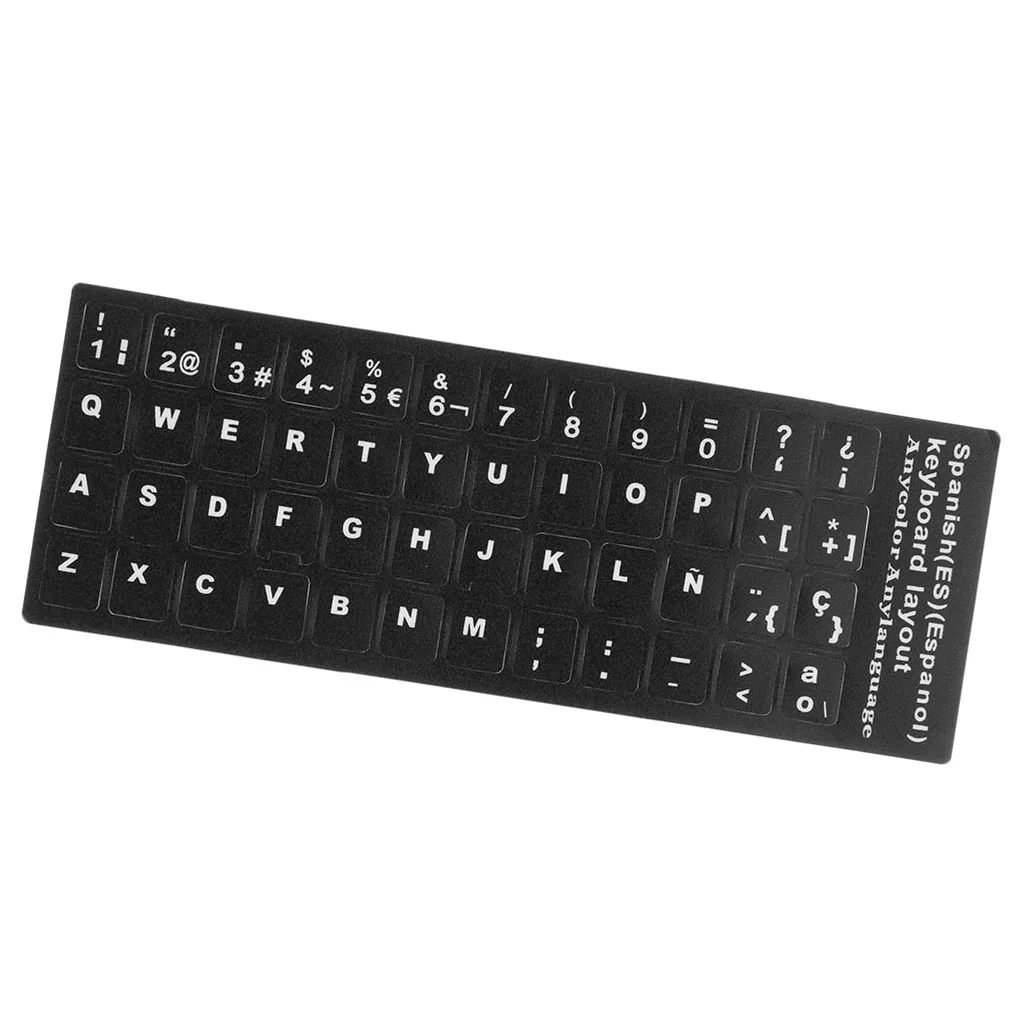 Universal Spanish Keyboard Stickers, PC Keyboard Stickers Black Background for PC Laptop Notebook Desktop