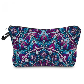

Flroal Print Women Cosmetic Bag Multifunctional Colorful Mandala Flower Make Up Bag Small Zipper Make Up Organizer Case Neceser