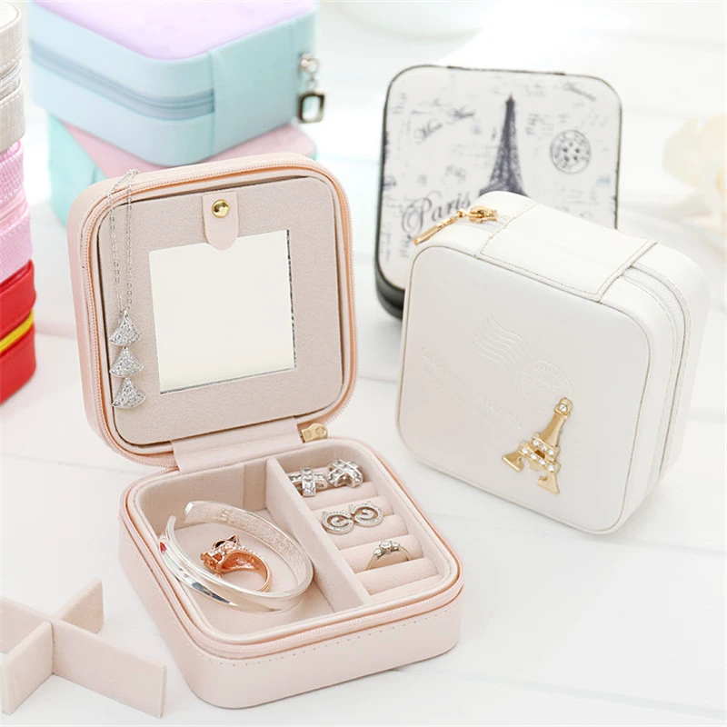 Jewelry Box Travel Comestic Jewelry Casket Organizer Makeup Lipstick Storage Box Beauty Container Necklace Birthday Gift