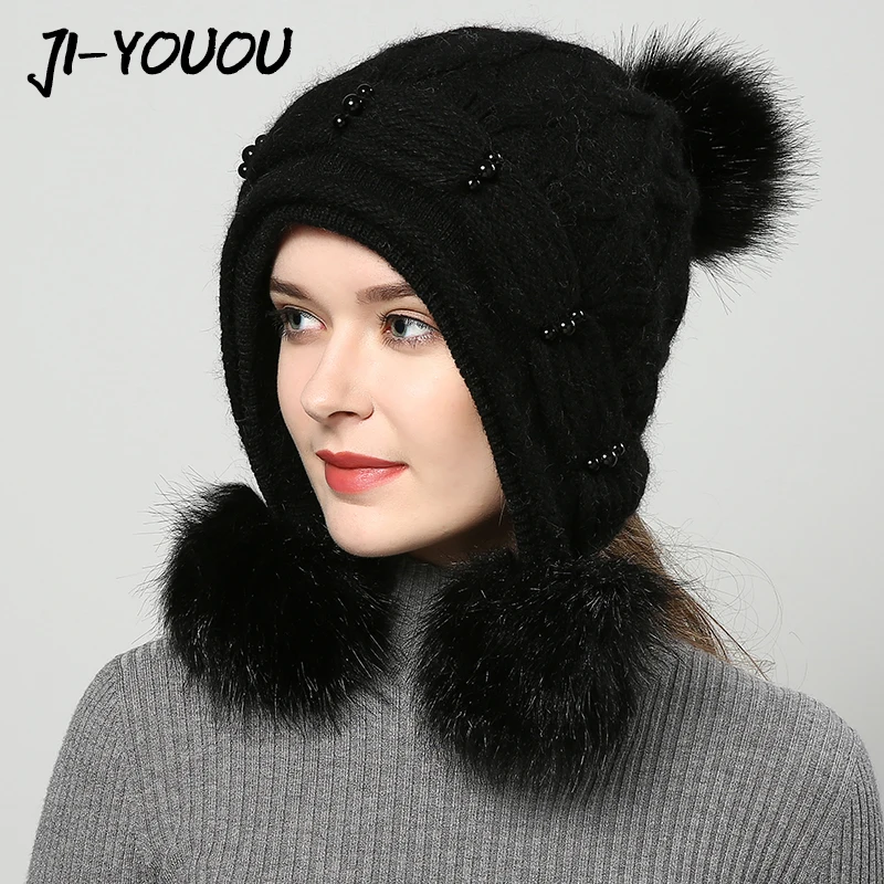 JIYOUOU winter hats for women Bomber Hats hand made 2017 New women's