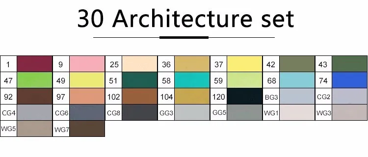 Touchfive 30 40 60 80 168 цветов двойная головка набор маркеров эскиз маркеры Кисть ручка для рисования манга дизайн товары для рукоделия - Цвет: 30 Architecture set
