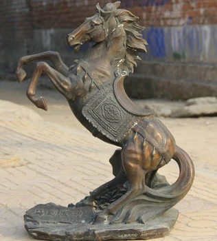 

USPS to USA S2457 24" Big Chinese Bronze Feng Shui Run success Zodiac Year Horse Statue sculpture