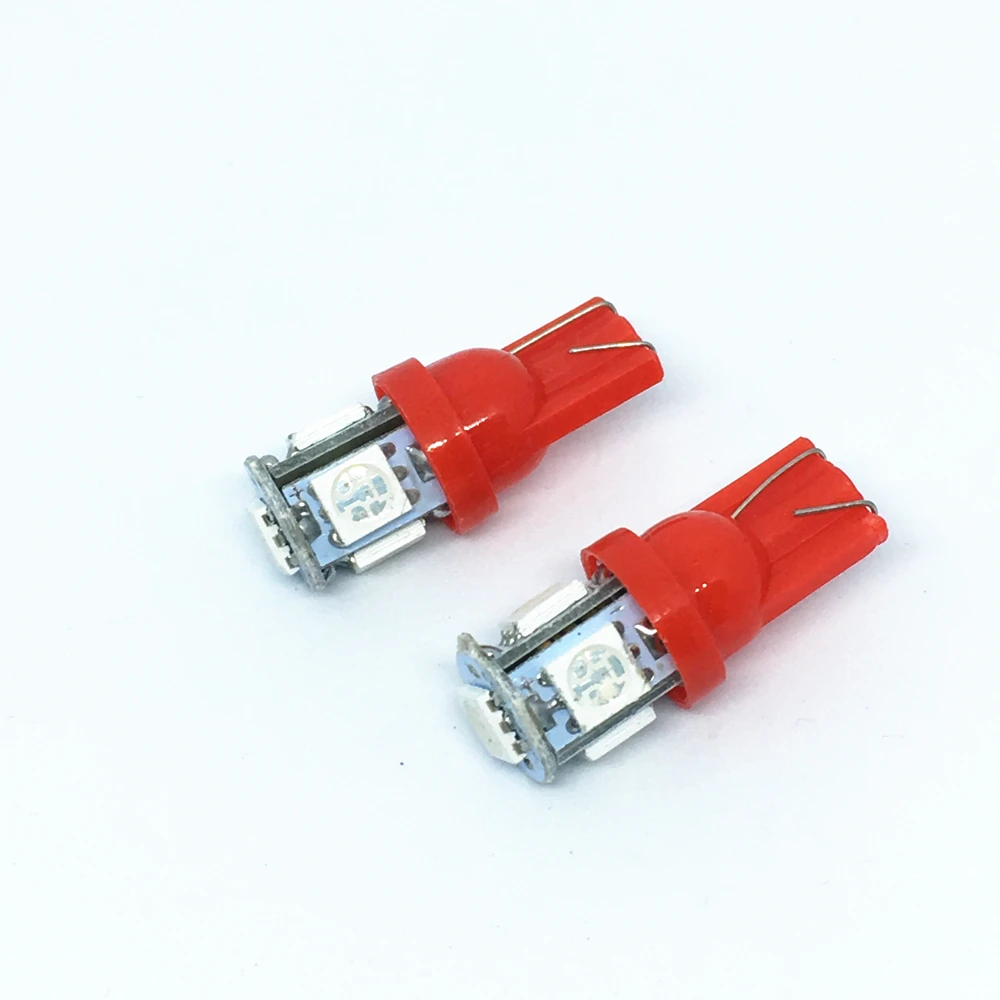2X T10 светодиодный W5W лампы 5SMD белого и синего цвета красный желтый зеленый