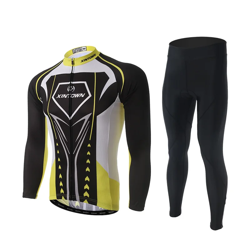 

New Men Cycling Sets Long Sleeve Anti-sweat Jersey GEL Pad Pants Trousers Road MTB Bike Bicycle Jersey Suit Sportswear Ciclismo