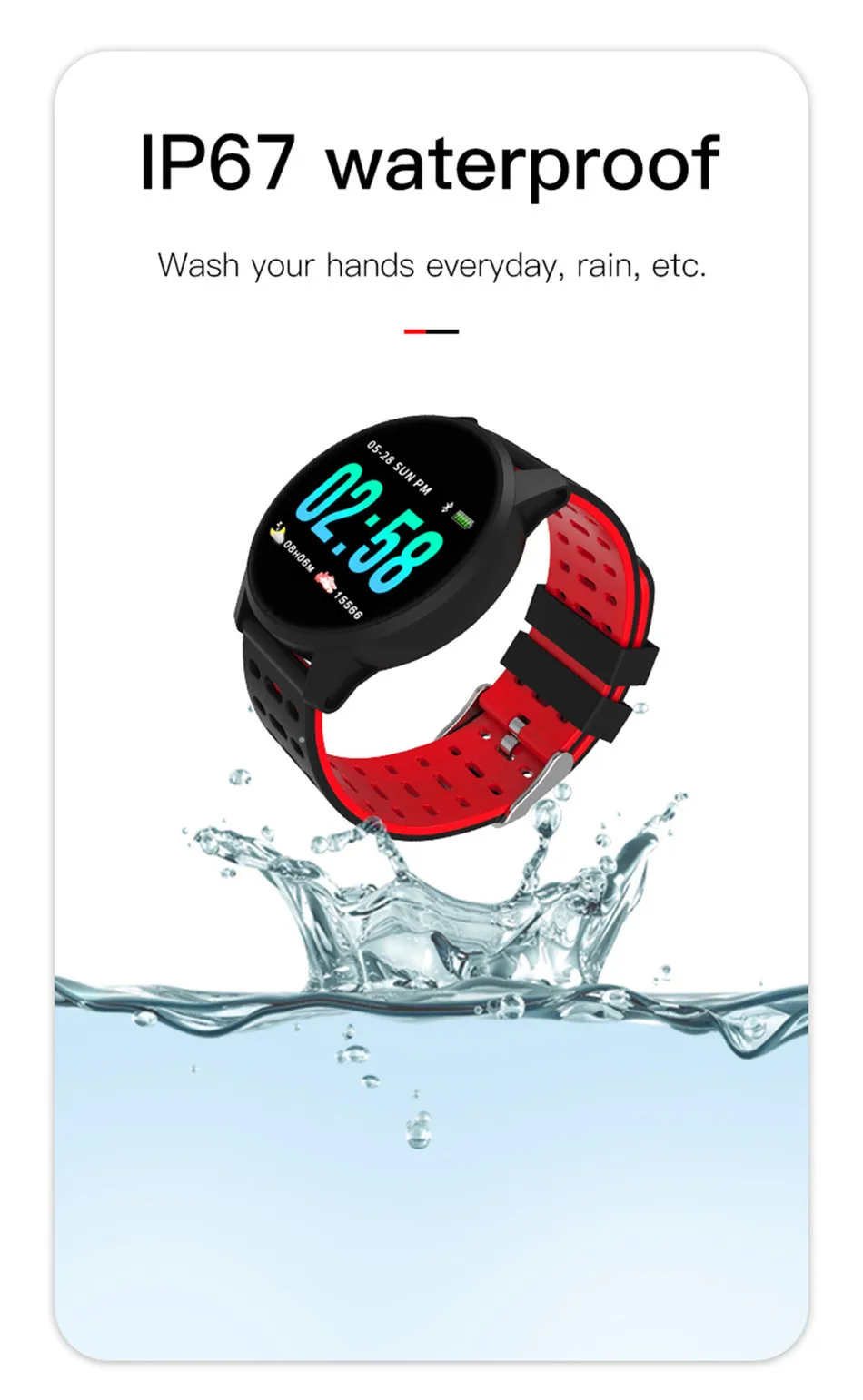 11-                  - Fitness Tracker Smart Bracelet Blood Pressure Measurement Watch Waterproof IP67 Heart Rate Monitor Fitness bracelet Women Men