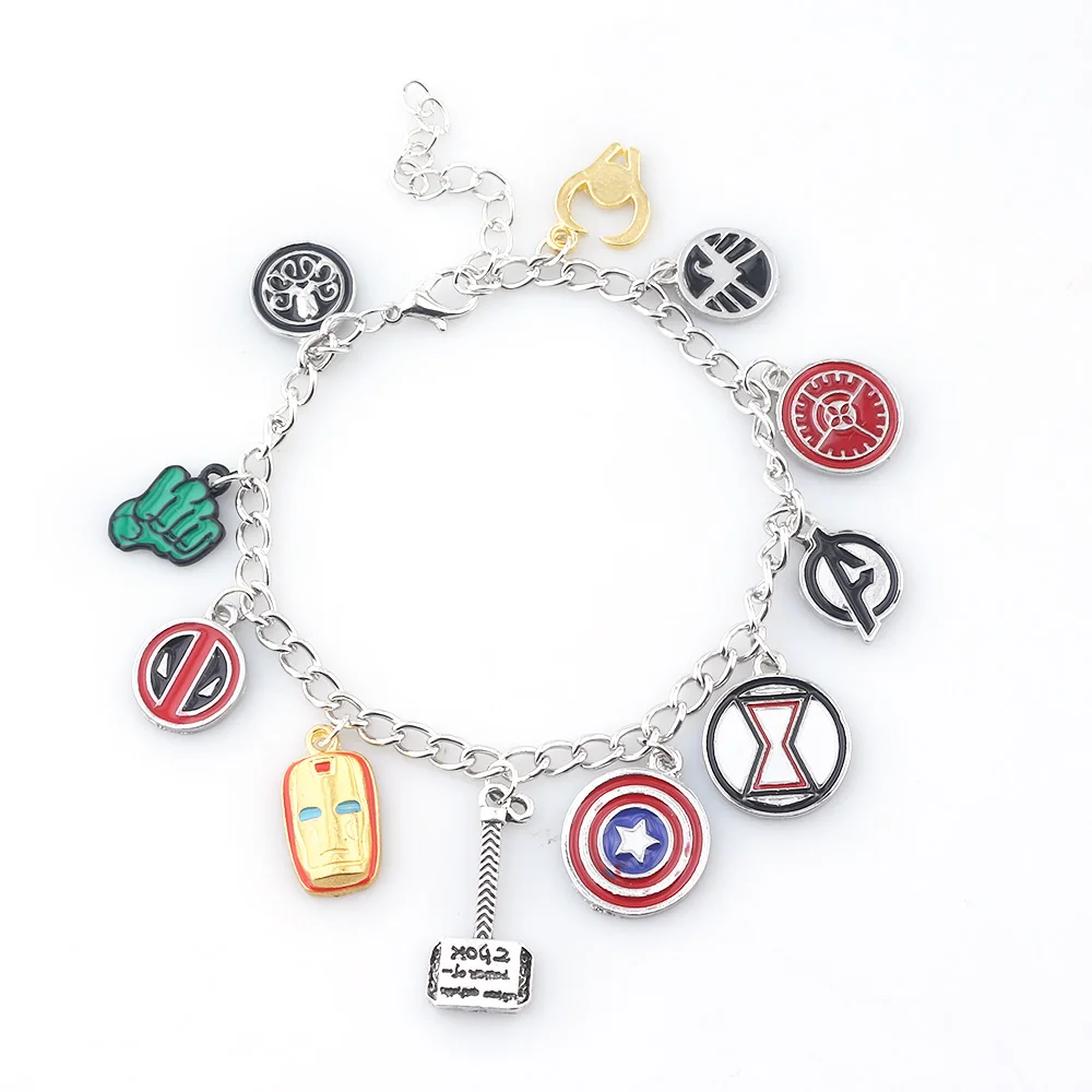 SG 15 шт. Мстители Железный человек дуговой реактор Pulsera Thanos Gauntlet браслеты Доктор Стрэндж глаз браслеты капитан мужские ювелирные изделия подарок - Окраска металла: Чистый золотой цвет
