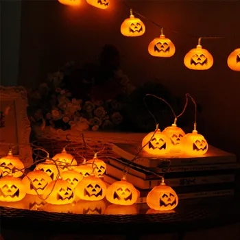 

LED String Lights Jack-o-lantern Halloween Decoration Trick or Treat Pumpkin Lamp Halloween Party Favor Garden Table Decor Props