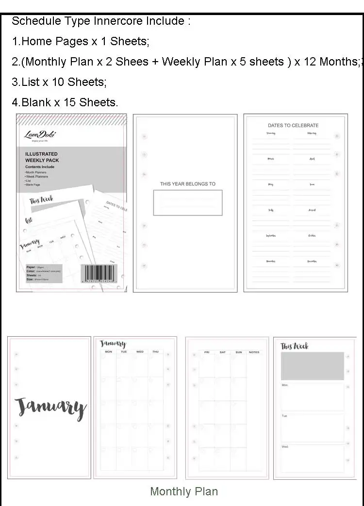 Lovedoki Binder блокнот наполнитель бумаги внутри страниц A5A6A7 планировщик дневник внутренний ядро для Filofax Dokibook блокноты канцелярские товары