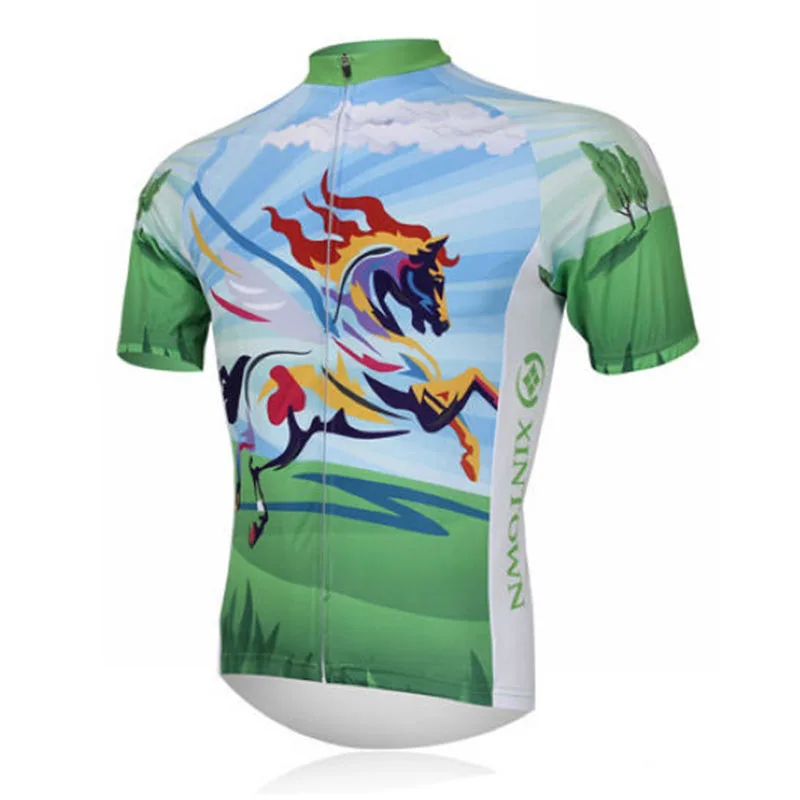 XINTOWN Cycling Jersey Bike shirt Rainbow Horse Short Sleeve top mtb