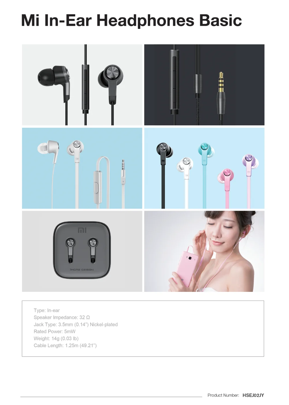 Original Xiaomi Piston In-Ear Headphones Basic Colorful Edition Wire Control Noise Cancelling Mi Earphone Basic