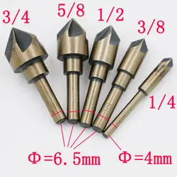 5 шт./лот 82 градусов 1/2 "1/4" 3/4 "3/8" 5/8 "фаска зенковки Бурильные долото концом резак ручной инструмент зенковки Бурильные долото