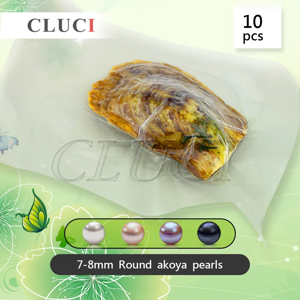

CLUCI 10PCS 7-8mm round shaped akoya pearl in oyster with vacuum-packed, AAA saltwater pearls for DIY Jewelry, neckalce making