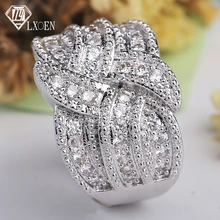 LXOEN Роскошные вечерние циркониевые кольца в форме узла для женщин серебряного цвета обручальное кольцо ювелирные изделия аксессуары anillos mujer anel bague