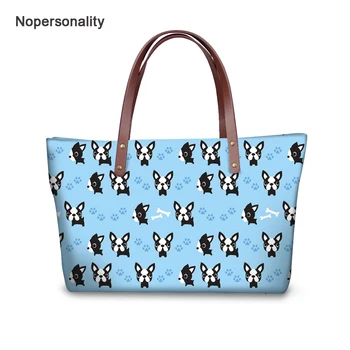 

Nopersonality Cute French Bulldog Print Neoprene Handbag for Women Casual Female Ladies Summer Beach Tote Bag Large Shoulder Bag