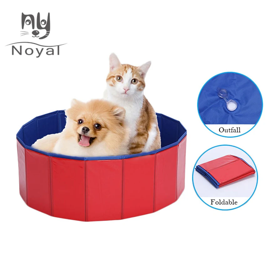 Durable PVC Foldable Pet Bathtub Portable Folding Dog Bathtub Wooden Bottom Swimming Bath Pond for Dog Pool Baby Pet Bath Tub