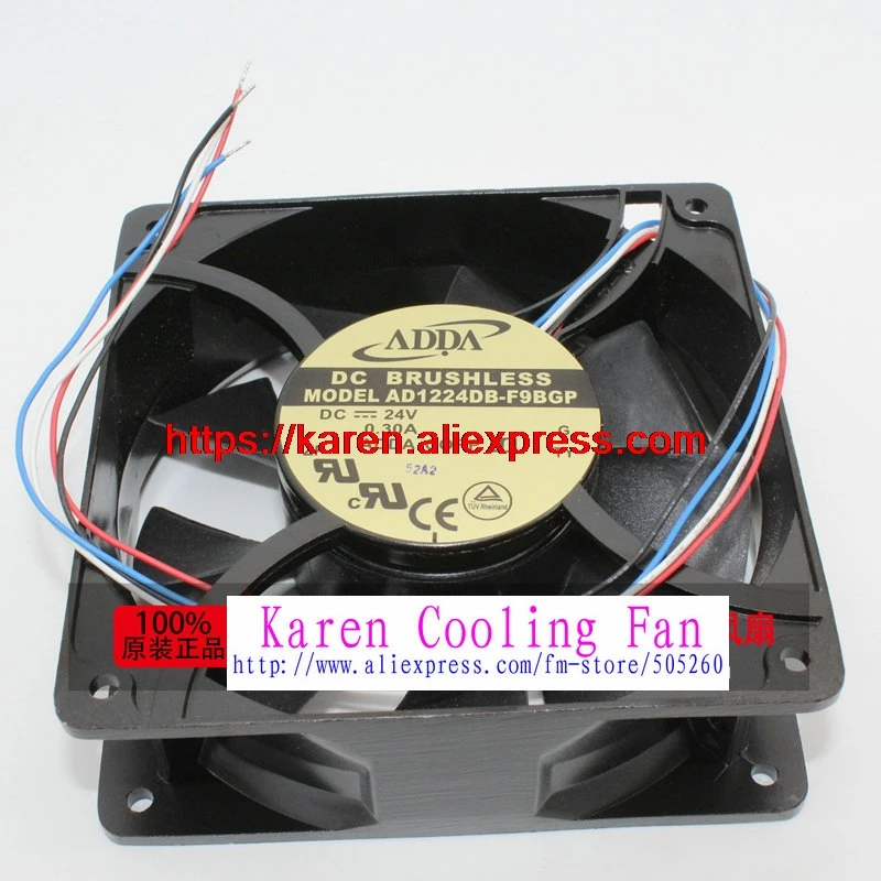 New Original ADDA AD1224DB-F9BGP DC24V 0.30A 120*120*38MM 12CM aluminum frame large air volume Inverter cooling fan
