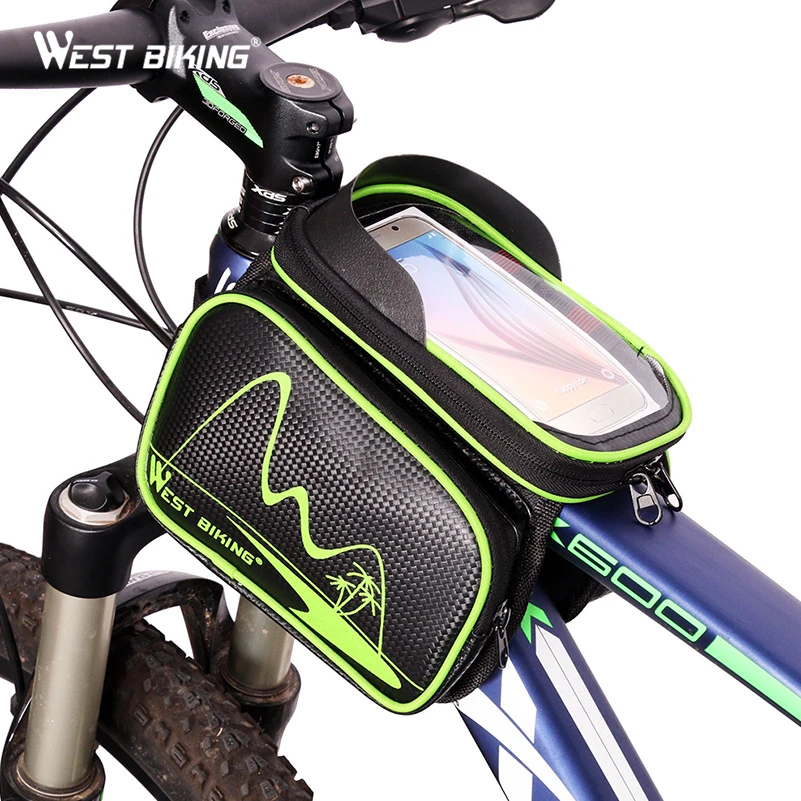 Excellent WEST BIKING Waterproof Bike Bicycle Frame Front Head Top Tube Bag Cycling Pannier Smartphone Touch Screen Cycling Front Tube Bag 5
